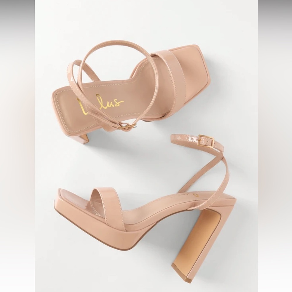 Konoku Light Nude Platform Ankle Strap High Heel Sandals